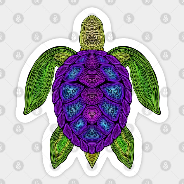 Neon Sea Turtle Sticker by Vivid Chaos